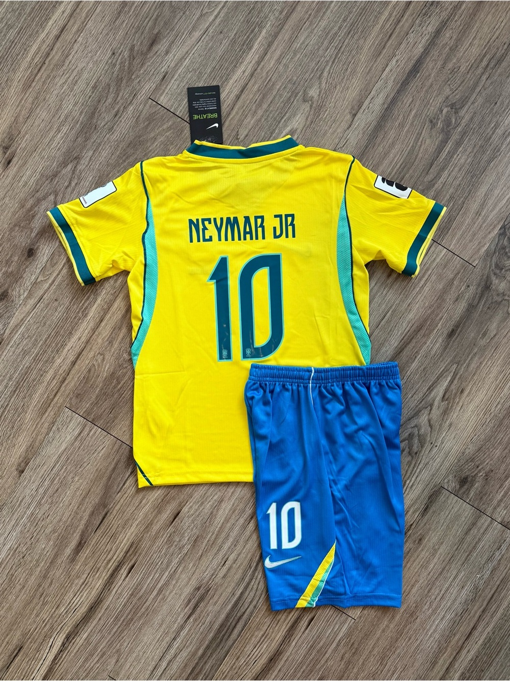 Nike Brazil Neymar Jr #10 Yellow & Blue Soccer Kit